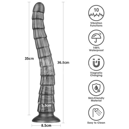 King Sized Vibrating Vibrax Slider - Grey 36.8 cm (14.5'') USB Rechargeable Vibrating Dildo Lovetoy