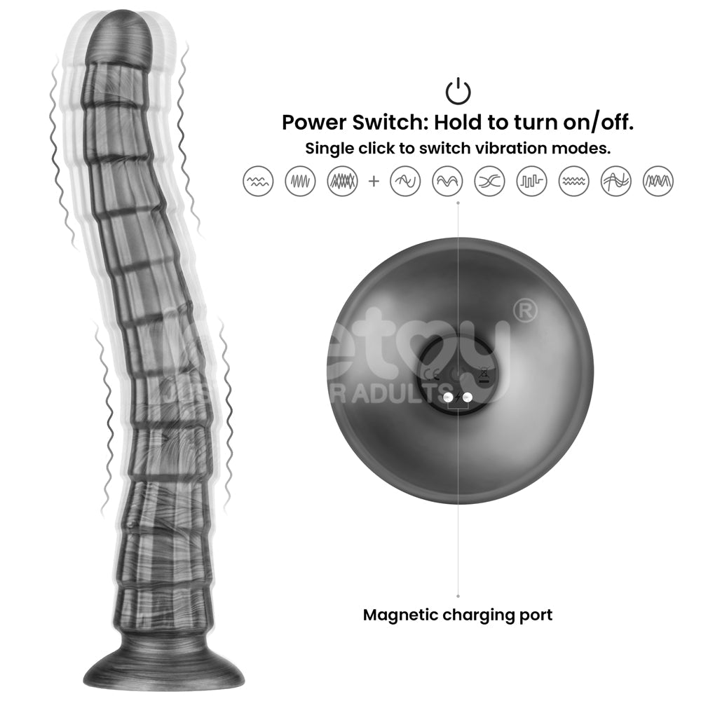 King Sized Vibrating Vibrax Slider - Grey 36.8 cm (14.5'') USB Rechargeable Vibrating Dildo Lovetoy