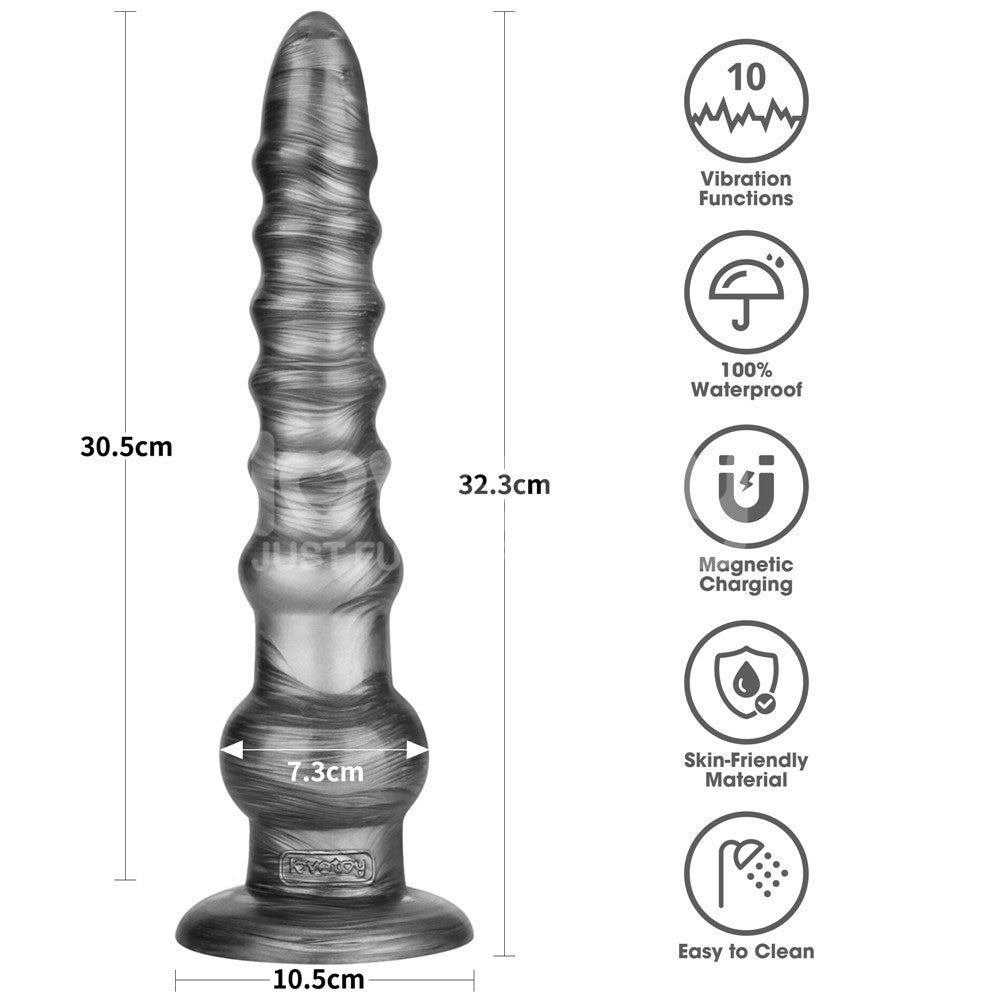 King Sized Vibrating Vibrax Slider - Grey 32.3 cm (12.5'') USB Rechargeable Vibrating Dildo Lovetoy