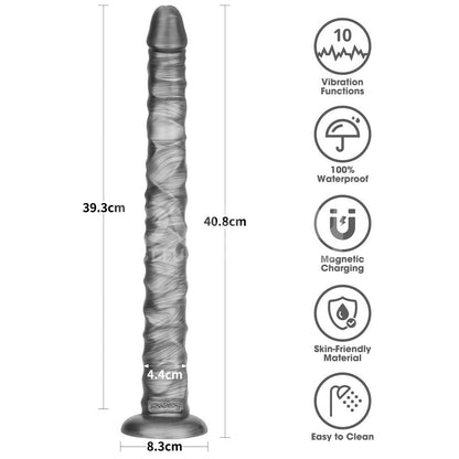 King Sized Vibrating Vibrax Slider - Grey 40.8 cm (16'') USB Rechargeable Vibrating Dildo Lovetoy