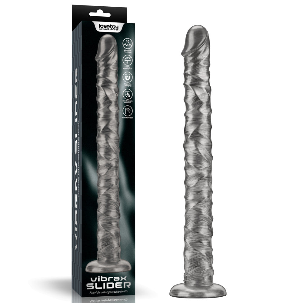 King Sized Vibrating Vibrax Slider - Grey 40.8 cm (16'') USB Rechargeable Vibrating Dildo Lovetoy