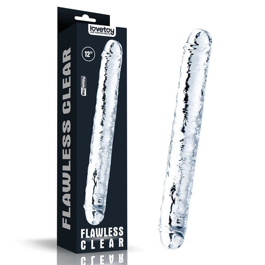 Lovetoy Flawless Clear Double Dildo 12 inch clear 30cm double-ended dong - ClubX Australia