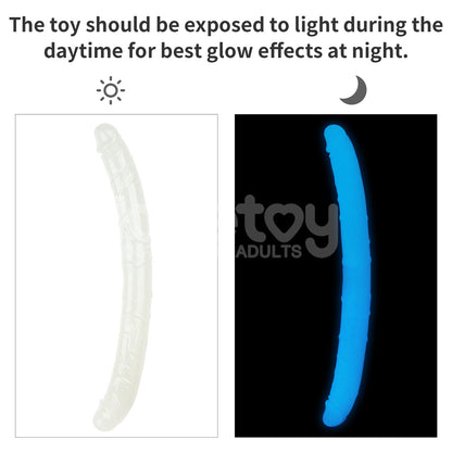 Lumino Play 18.5'' Double Dildo - Glow in the Dark Blue 47 cm Double Dong Lovetoy