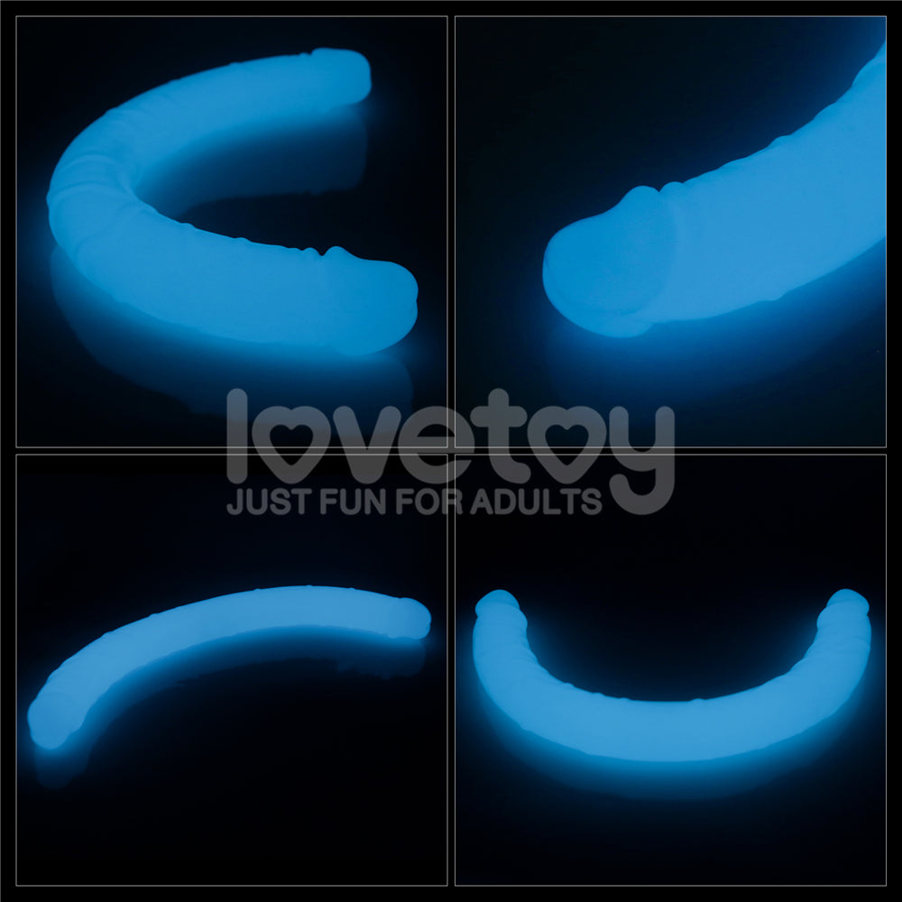 Lumino Play 18.5'' Double Dildo - Glow in the Dark Blue 47 cm Double Dong Lovetoy
