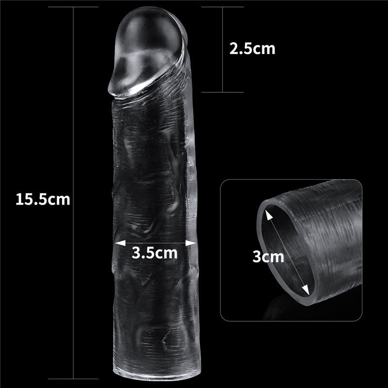 Flawless Clear Penis Sleeve 1'' - Clear 2.5 cm Penis Extender Sleeve Lovetoy