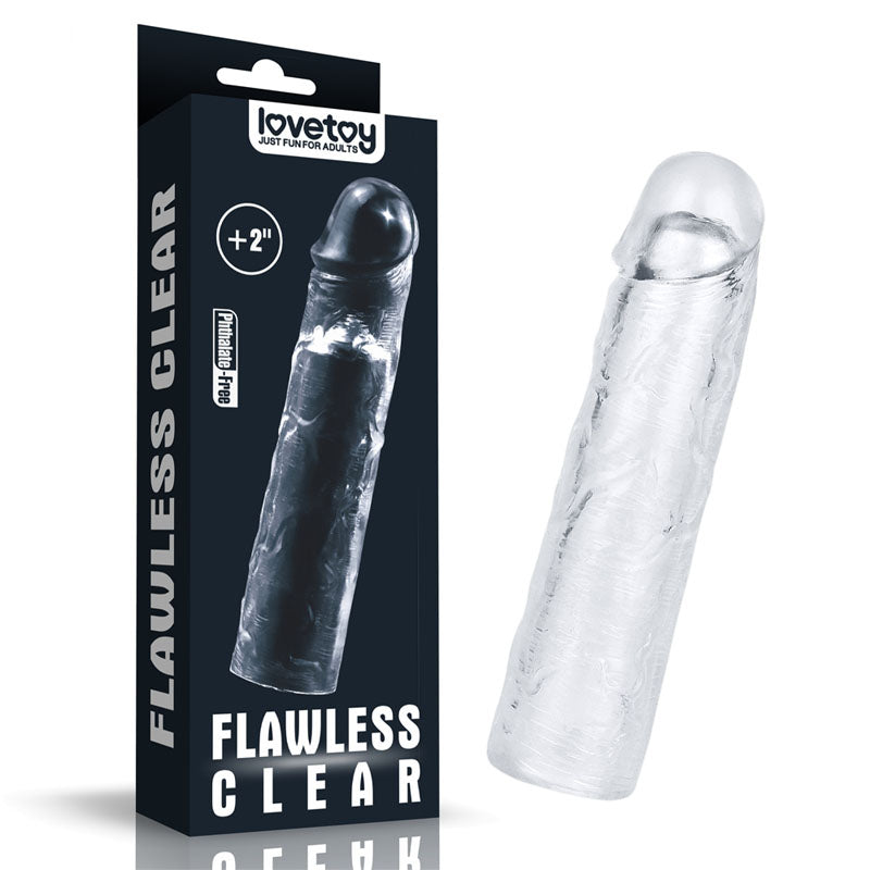 Flawless Clear Penis Sleeve 2'' - Clear 5 cm Penis Extender Sleeve Lovetoy