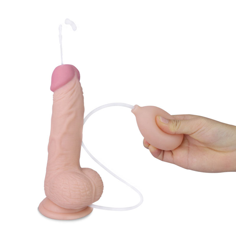 Cumming Softee Soft Ejaculation Cock 8'' with Balls - Flesh 20.3 cm Squirting Dong Lovetoy
