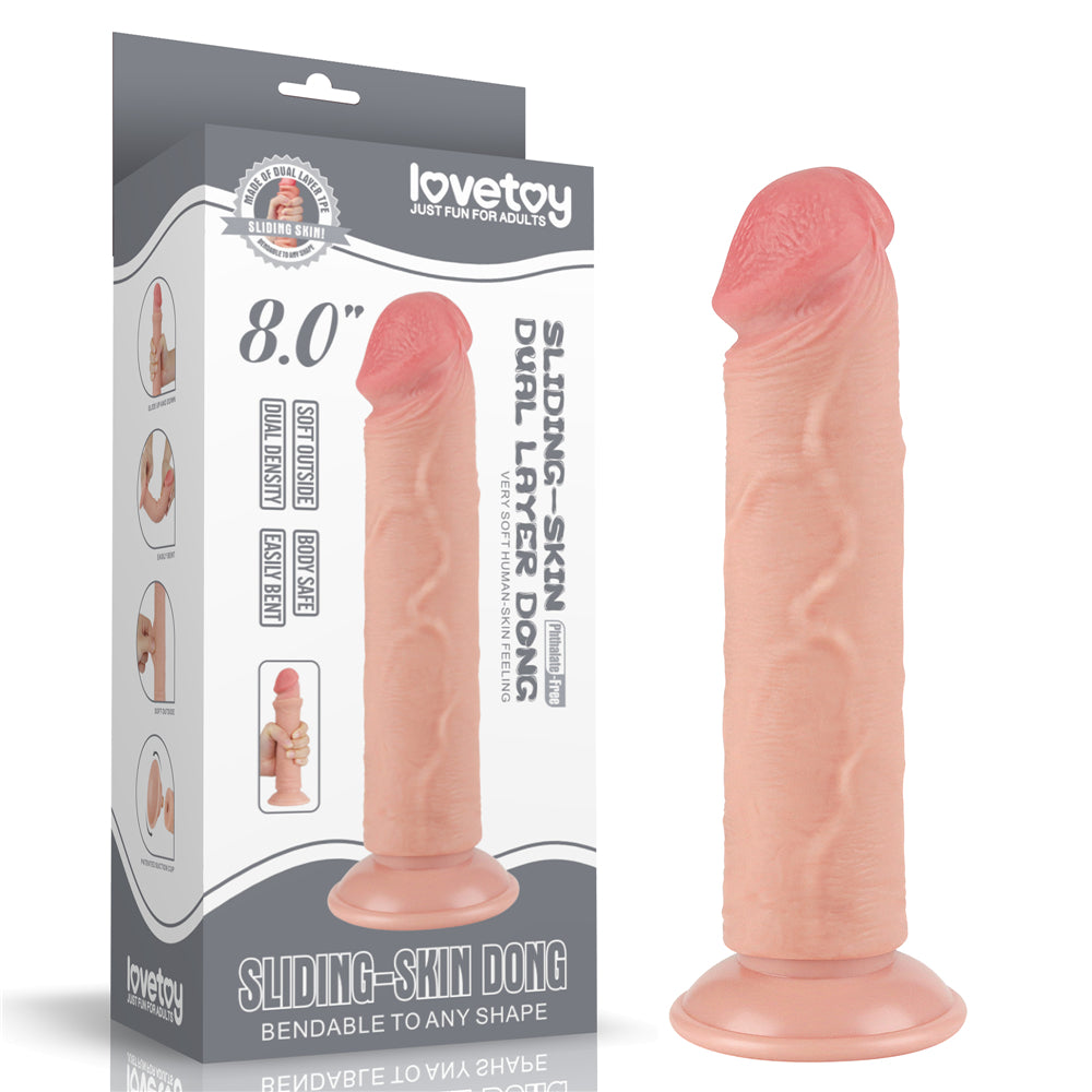Sliding Skin Dual Layer Dong - Flesh 20 cm (8'') Dong with Flexible Skin Flesh - Club X