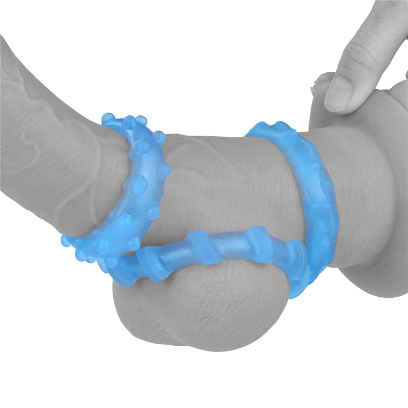 Lumino Play Penis Rings 3 Pack - Glow in the Dark Blue Cock Rings - Set of 3 Lovetoy