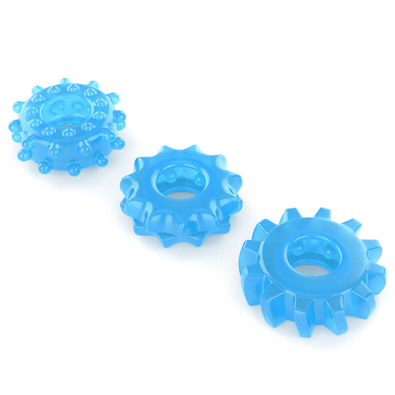 Lumino Play Penis Rings 3 Pack - Glow in the Dark Blue Cock Rings - Set of 3 Lovetoy
