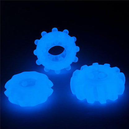 Lumino Play Penis Rings 3 Pack - Glow in the Dark Blue Cock Rings - Set of 3 Lovetoy