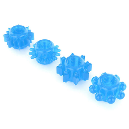 Lumino Play Penis Rings 4 Pack - Glow in the Dark Blue Cock Rings - Set of 4 Lovetoy