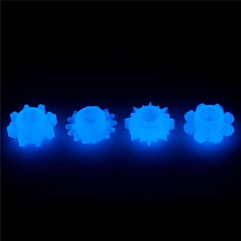 Lumino Play Penis Rings 4 Pack - Glow in the Dark Blue Cock Rings - Set of 4 Lovetoy