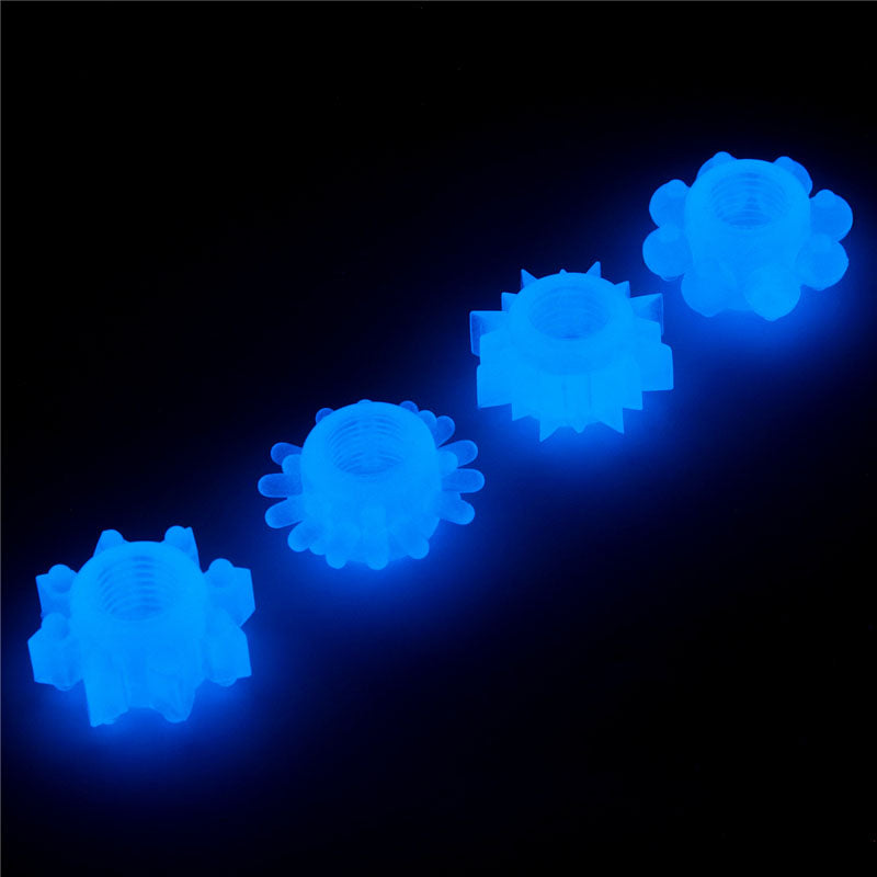 Lumino Play Penis Rings 4 Pack - Glow in the Dark Blue Cock Rings - Set of 4 Lovetoy