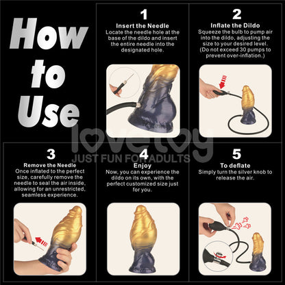 Aerosx 7.5 Inch Dual Density Inflatable Dildo - Gold/Blue 24 cm Inflatable Fantasy Dildo Lovetoy