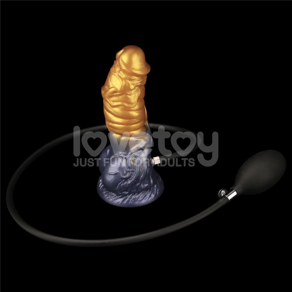 Aerosx 7.5 Inch Dual Density Inflatable Dildo - Gold/Blue 24 cm Inflatable Fantasy Dildo Lovetoy