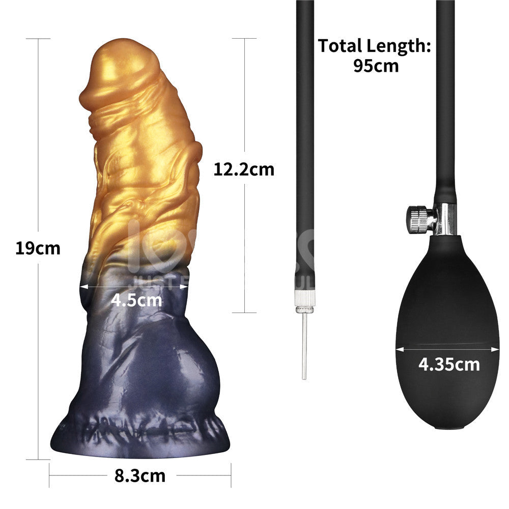 Aerosx 7.5 Inch Dual Density Inflatable Dildo - Gold/Blue 24 cm Inflatable Fantasy Dildo Lovetoy