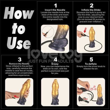 Aerosx 10 Inch Dual Density Inflatable Dildo - Gold/Blue 33 cm Inflatable Fantasy Dildo Lovetoy