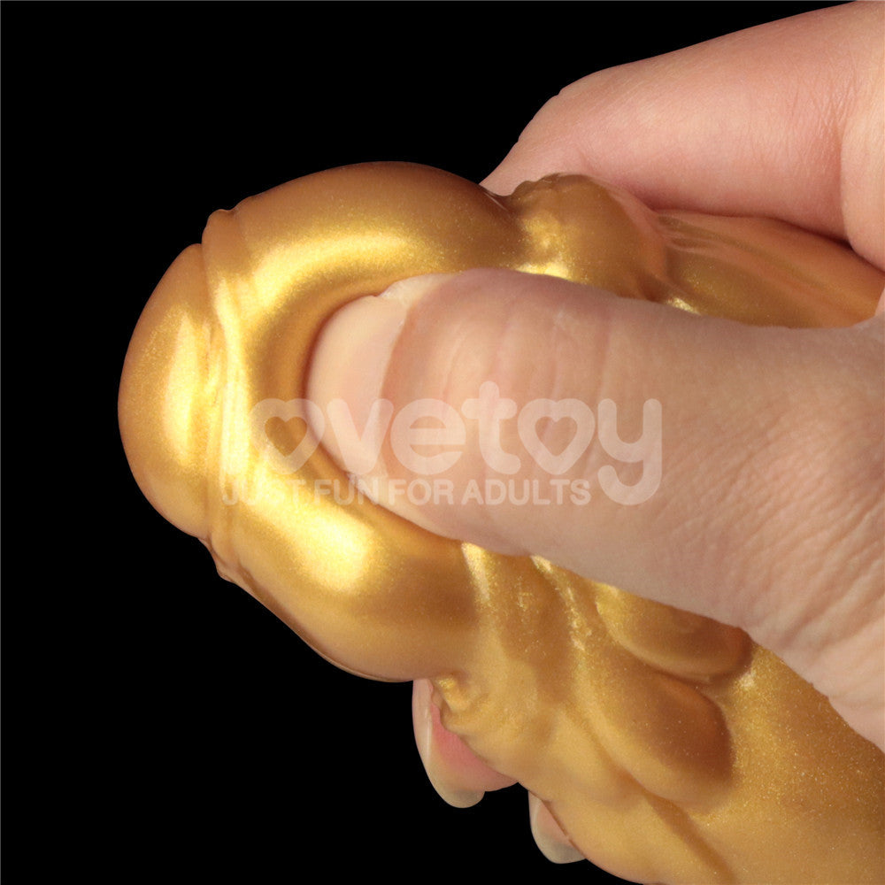 Aerosx 10 Inch Dual Density Inflatable Dildo - Gold/Blue 33 cm Inflatable Fantasy Dildo Lovetoy