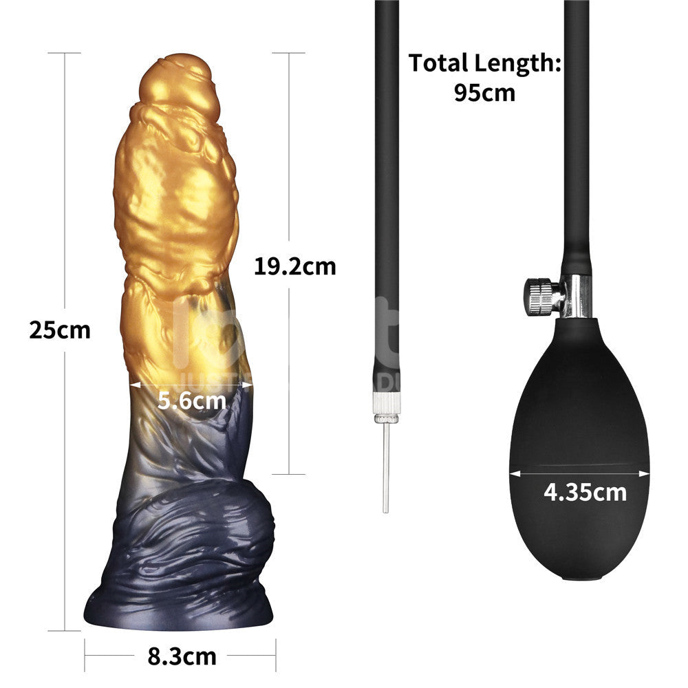 Aerosx 10 Inch Dual Density Inflatable Dildo - Gold/Blue 33 cm Inflatable Fantasy Dildo Lovetoy
