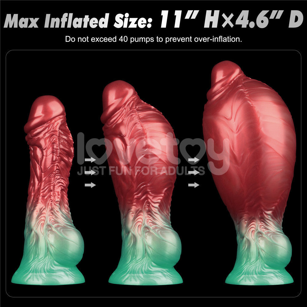 Aerosx 8 Inch Dual Density Inflatable Dildo - Red/Green 28 cm Inflatable Fantasy Dildo Lovetoy