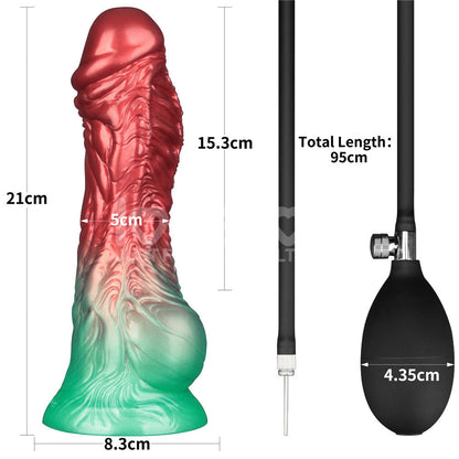 Aerosx 8 Inch Dual Density Inflatable Dildo - Red/Green 28 cm Inflatable Fantasy Dildo Lovetoy