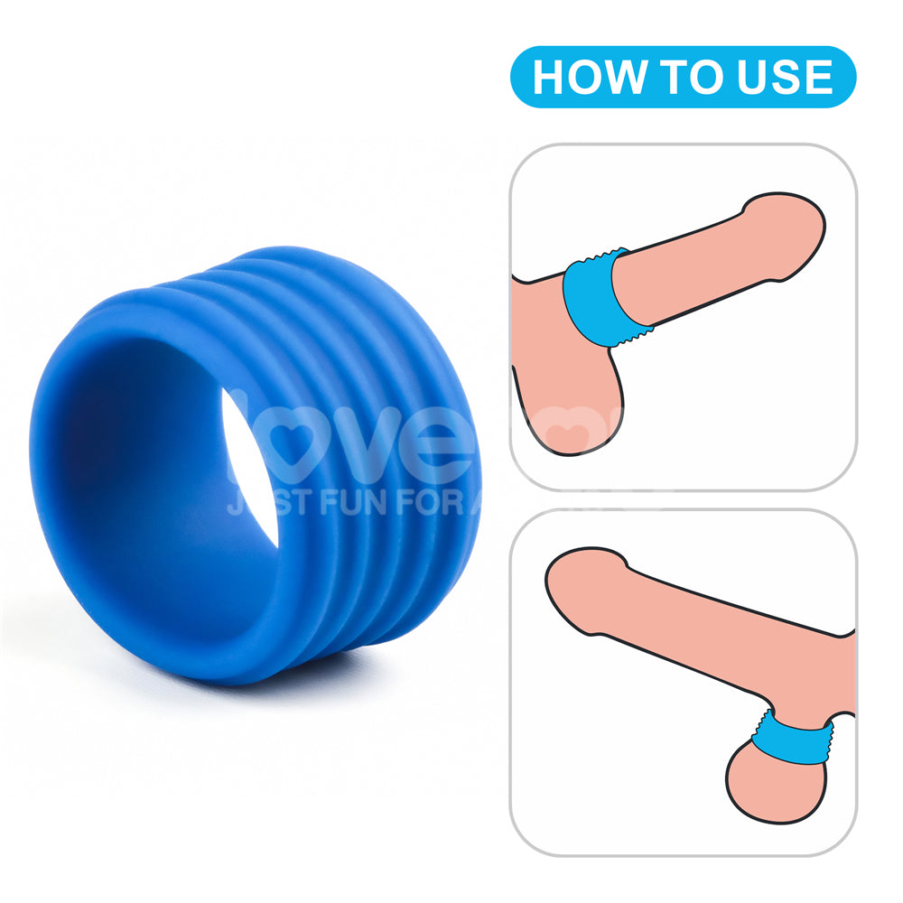 Pinnacle Pro Deep Rib Grip - Blue Cock Ring Lovetoy
