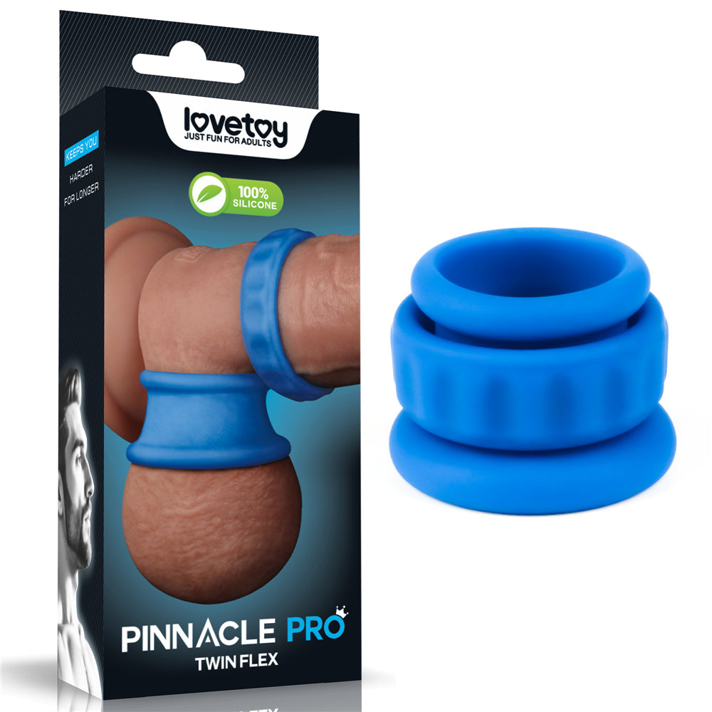 Pinnacle Pro Twin Flex - Blue Cock & Balls Rings Lovetoy