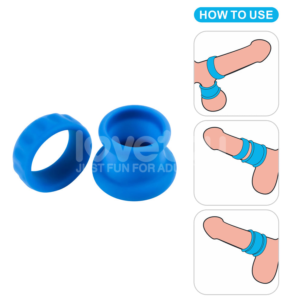 Pinnacle Pro Twin Flex - Blue Cock & Balls Rings Lovetoy