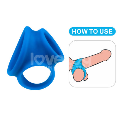 Pinnacle Pro Trio Grip Enhancer - Blue Cock & Balls Ring Lovetoy