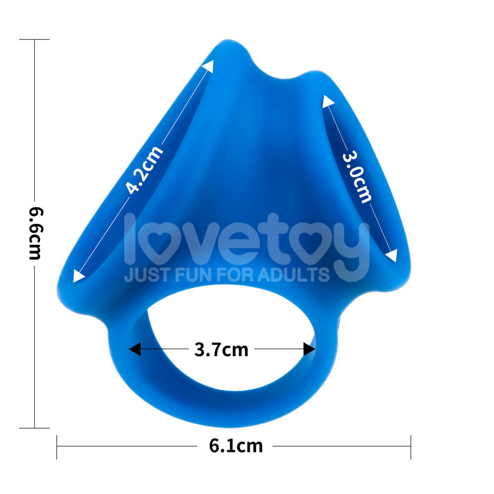 Pinnacle Pro Trio Grip Enhancer - Blue Cock & Balls Ring Lovetoy