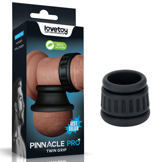 Pinnacle Pro Twin Grip Enhancer - Black Cock & Balls Ring Lovetoy