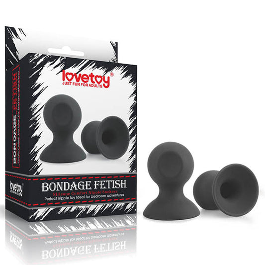 Bondage Fetish Silicone Comfort Nipple Suckers - Black - Set of 2 Lovetoy