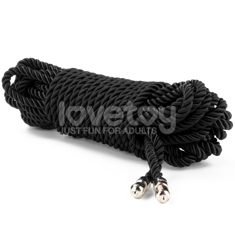Rebellion Reign Silky Bondage Rope - Black - Black Bondage Rope - 10 metre length Lovetoy