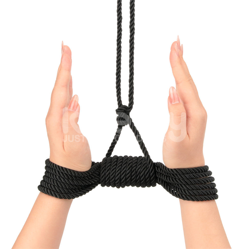 Rebellion Reign Silky Bondage Rope - Black - Black Bondage Rope - 10 metre length Lovetoy