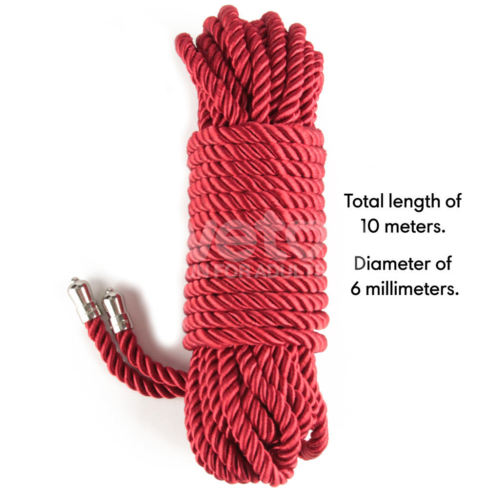 Rebellion Reign Silky Bondage Rope - Red - Red Bondage Rope - 10 metre length Lovetoy