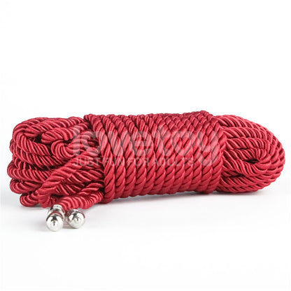Rebellion Reign Silky Bondage Rope - Red - Red Bondage Rope - 10 metre length Lovetoy