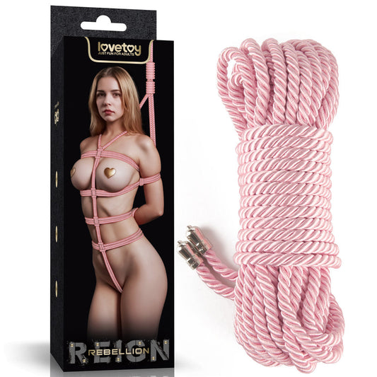 Rebellion Reign Silky Bondage Rope - Pink - Pink Bondage Rope - 10 metre length Lovetoy
