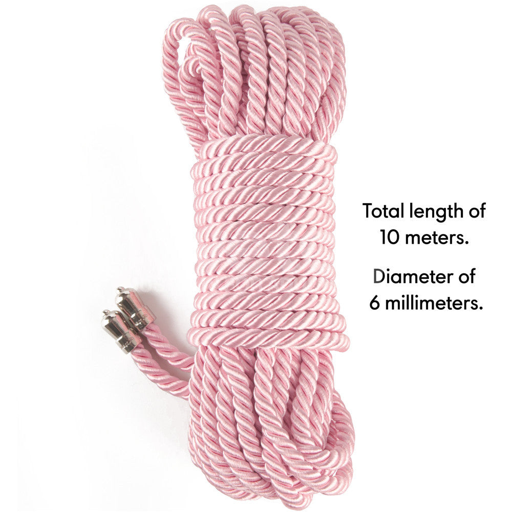 Rebellion Reign Silky Bondage Rope - Pink - Pink Bondage Rope - 10 metre length Lovetoy