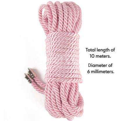 Rebellion Reign Silky Bondage Rope - Pink - Pink Bondage Rope - 10 metre length Lovetoy