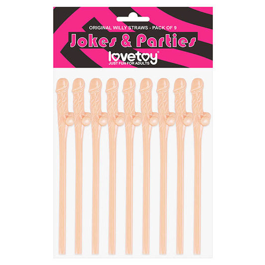 Jokes & Parties Original Willy Straws - Flesh Dicky Straws - Set of 9 Lovetoy