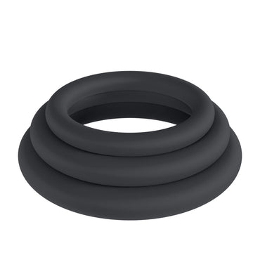 LEVELZ Classic Silicone Cock Ring Set - XS/S/M - Black Cock Rings - Set of 3 Sizes Shots Toys
