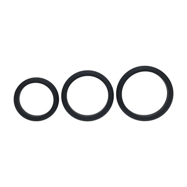 LEVELZ Wide O Silicone Cock Ring Set of 3 - L/XL/2X - Black Cock Rings - Set of 3 Sizes