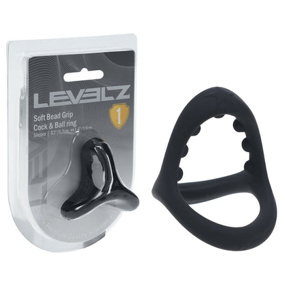LEVELZ Soft Bead Grip Silicone Cock Ring - Black - Black Cock & Balls Rings Shots Toys