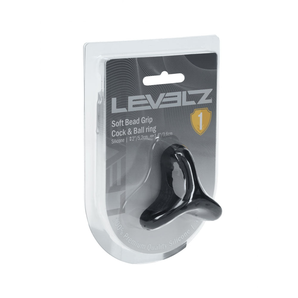 LEVELZ Soft Bead Grip Silicone Cock Ring - Black - Black Cock & Balls Rings Shots Toys
