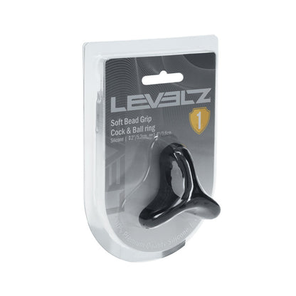 LEVELZ Soft Bead Grip Silicone Cock Ring - Black - Black Cock & Balls Rings Shots Toys