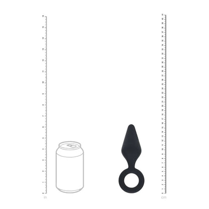 LEVELZ Silicone Anal Plug with Loop - Large - Black Large Butt Plug