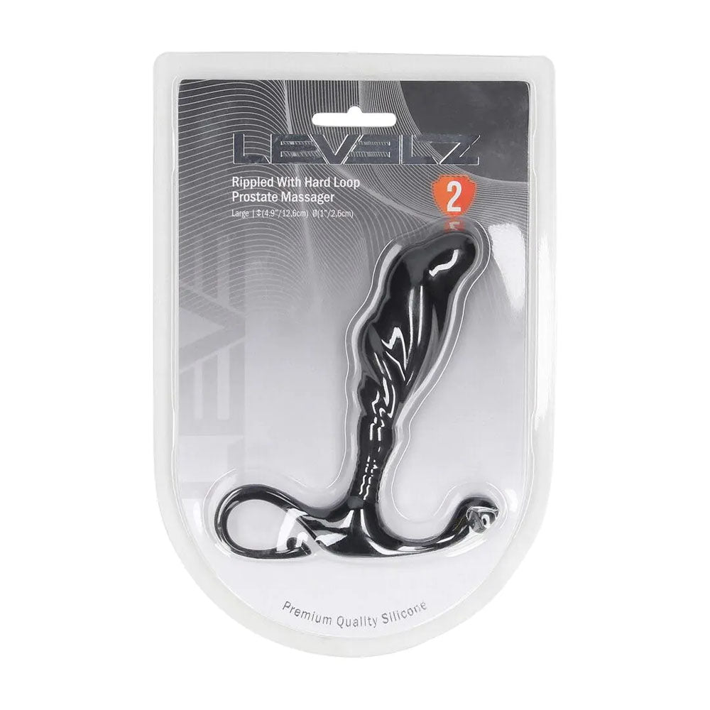 LEVELZ Rippled with Hard Loop Prostate Massager - Large - Black Large Prostate Massager