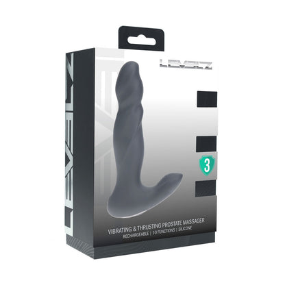 LEVELZ Vibrating & Thrusting Silicone Prostate Massager - Black 14.7 cm USB Rechargeable Thrusting Prostate Massager Shots Toys