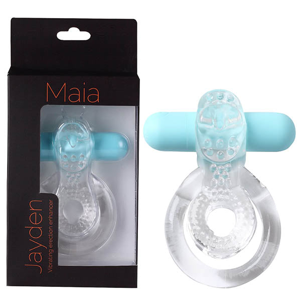 Maia Jayden - Clear/Blue USB Rechargeable Vibrating Cock & Ball Rings Maia Toys